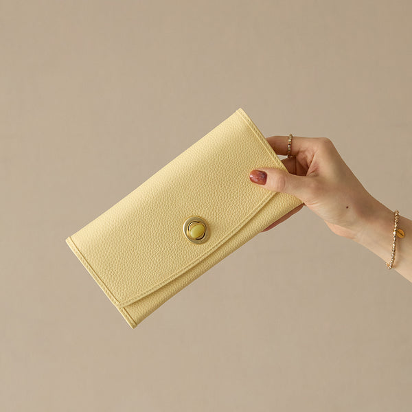 HASHIBAMI【Ha-2104-306 天然石 ロングウォレット】ペールイエロー2