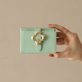 HASHIBAMI【Ha-2502-202 フラワーバックルミニウォレット】オパールグリーン