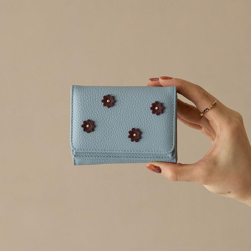 《予約商品》HASHIBAMI 【Ha-2509-606 スモールフラワー ミニウォレット】ペールブルー