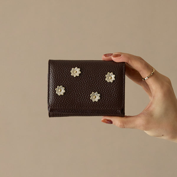 《予約商品》HASHIBAMI 【Ha-2509-606 スモールフラワー ミニウォレット】ダークブラウン