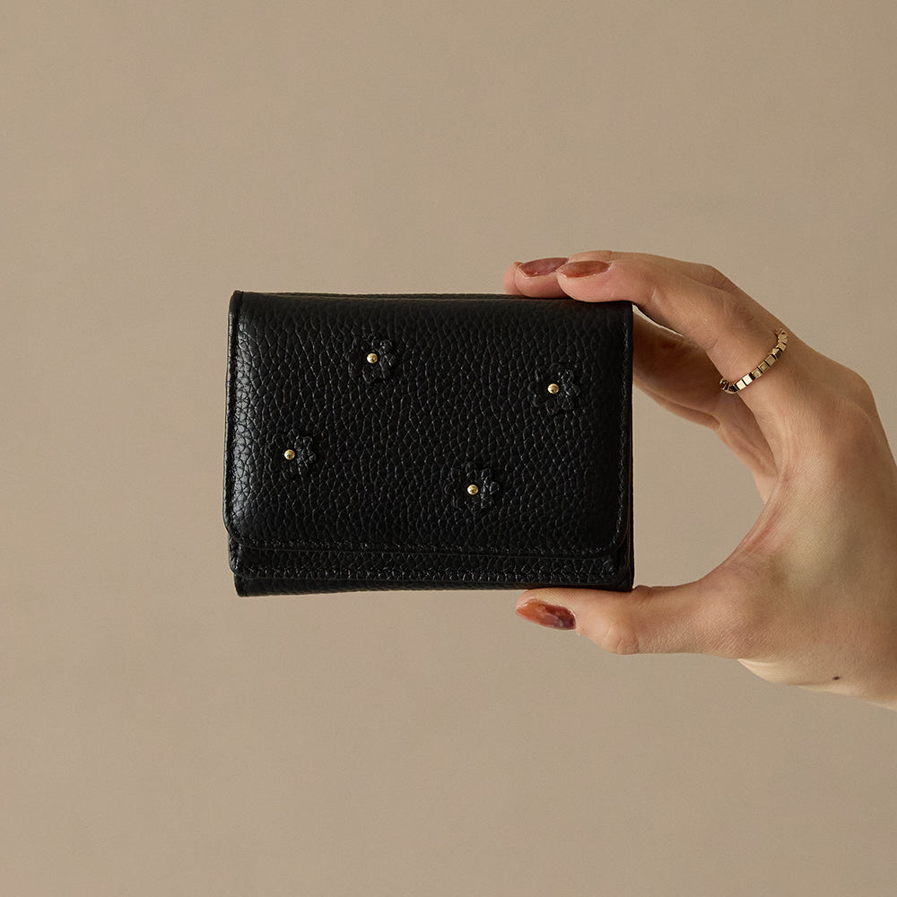 HASHIBAMI 【Ha-2509-606 スモールフラワー ミニウォレット】ブラック