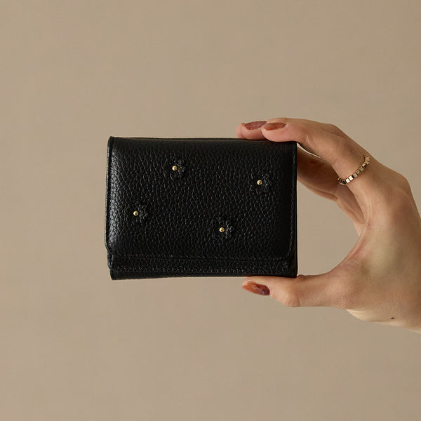 《予約商品》HASHIBAMI 【Ha-2509-606 スモールフラワー ミニウォレット】ブラック