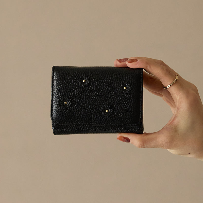 《予約商品》HASHIBAMI 【Ha-2509-606 スモールフラワー ミニウォレット】ブラック