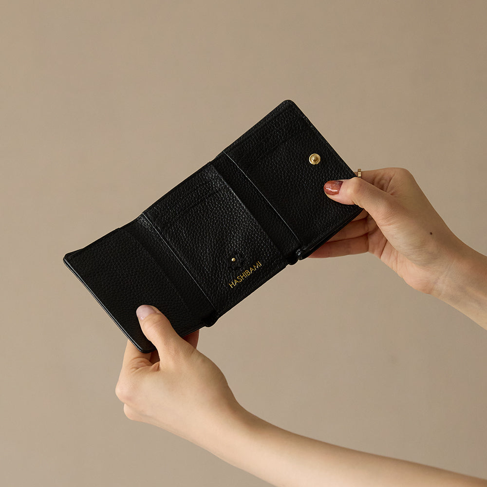 HASHIBAMI 【Ha-2509-606 スモールフラワー ミニウォレット】ブラック