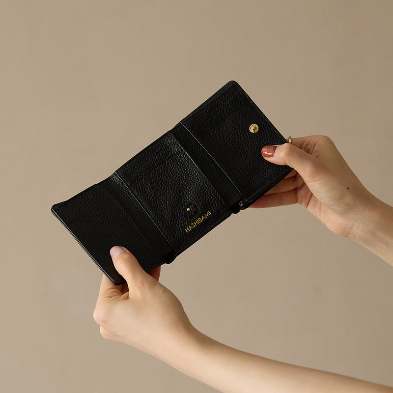 《予約商品》HASHIBAMI 【Ha-2509-606 スモールフラワー ミニウォレット】ブラック