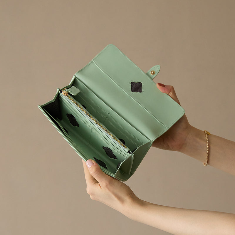 《予約商品》HASHIBAMI【Ha-2509-605 フラワーバックル ロングウォレット】オパールグリーン