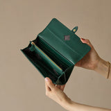 《予約商品》HASHIBAMI【Ha-2509-605 フラワーバックル ロングウォレット】ボトルグリーン