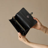 《予約商品》HASHIBAMI【Ha-2509-605 フラワーバックル ロングウォレット】ブラック