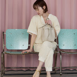 HASHIBAMI 【Ha-2511-110 フェズ巾着バッグ M】ベージュ