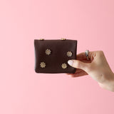 《予約商品》HASHIBAMI 【Ha-2511-105 スモールフラワー カード&コインケース】ダークブラウン