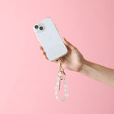 HASHIBAMI【Ha-2511-120 マルチ花型天然石 ハンドストラップ】ホワイト