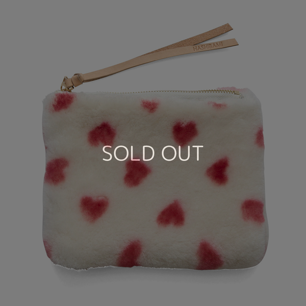 ◆CORRECT限定◆HASHIBAMI【Ha-2506-801 柄ムートン ポーチ】ホワイト