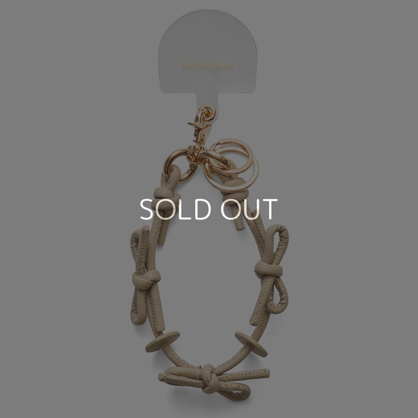 ◆CORRECT限定◆HASHIBAMI 【Ha-2410-324 レザーリボン スマホハンドストラップ】ベージュ