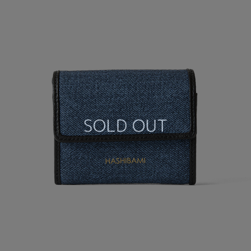 ◆CORRECT限定◆HASHIBAMI【Ha-2407-520 キャンバスレザーミニウォレット】ブルー