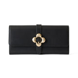 《予約商品》HASHIBAMI【Ha-2509-605 フラワーバックル ロングウォレット】ブラック