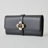 《予約商品》HASHIBAMI【Ha-2509-605 フラワーバックル ロングウォレット】ブラック