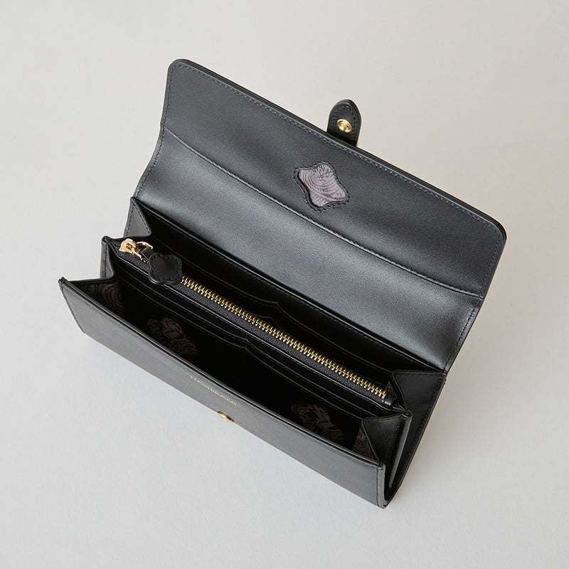 《予約商品》HASHIBAMI【Ha-2509-605 フラワーバックル ロングウォレット】ブラック