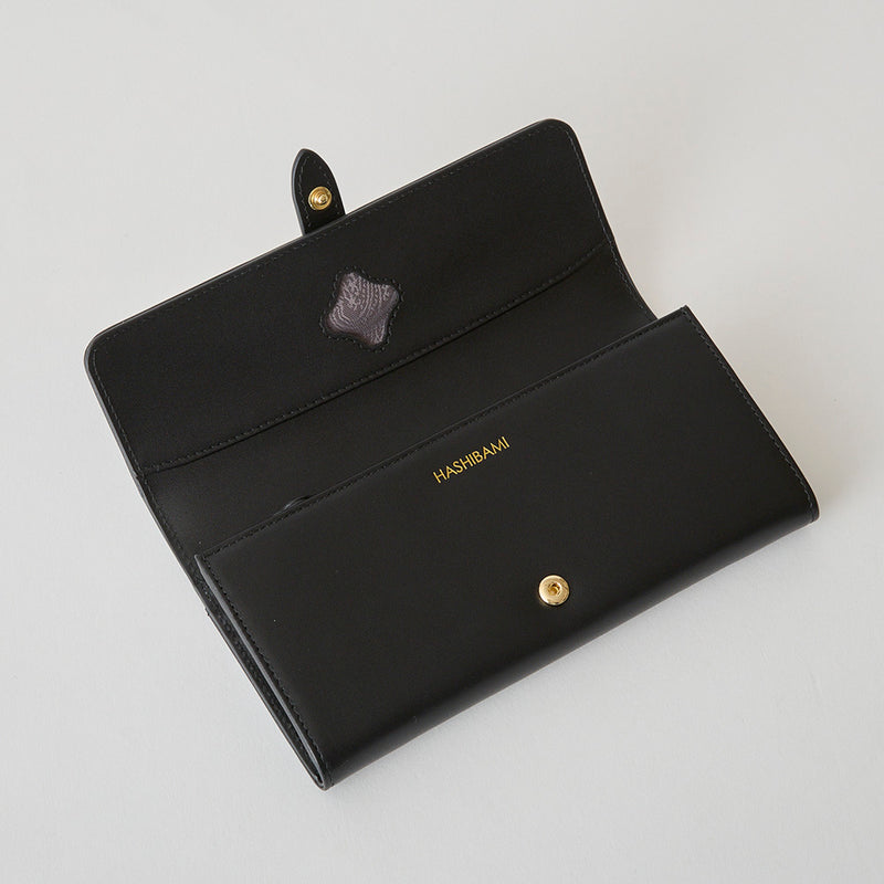 《予約商品》HASHIBAMI【Ha-2509-605 フラワーバックル ロングウォレット】ブラック
