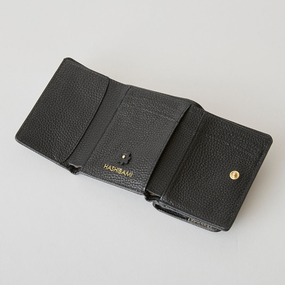 HASHIBAMI 【Ha-2509-606 スモールフラワー ミニウォレット】ブラック