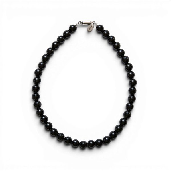 HASHIBAMI 【HB2102402 10mm丸玉天然石 42cmネックレス】 ブラック