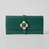 《予約商品》HASHIBAMI【Ha-2509-605 フラワーバックル ロングウォレット】ボトルグリーン