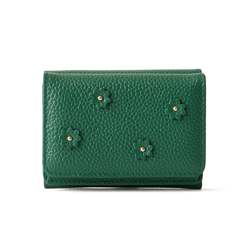 《予約商品》HASHIBAMI 【Ha-2509-606 スモールフラワー ミニウォレット】ボトルグリーン