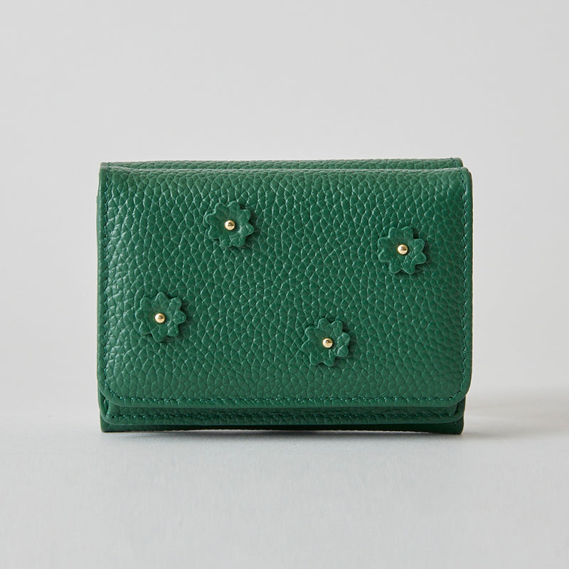 《予約商品》HASHIBAMI 【Ha-2509-606 スモールフラワー ミニウォレット】ボトルグリーン