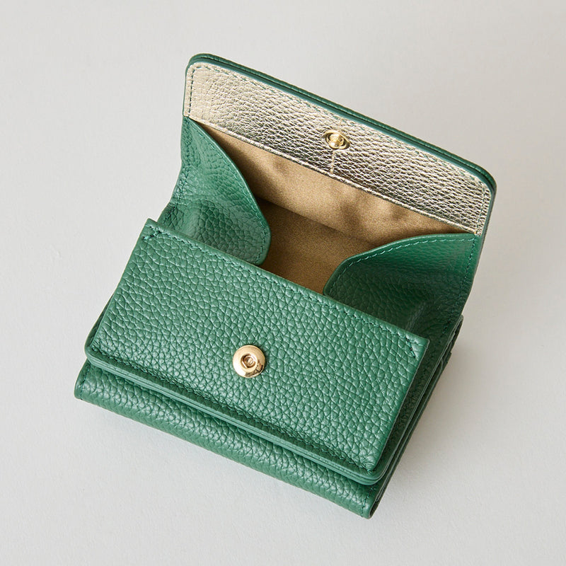 《予約商品》HASHIBAMI 【Ha-2509-606 スモールフラワー ミニウォレット】ボトルグリーン