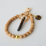 HASHIBAMI【Ha-2511-121 ウッド＋猫天然石 ハンドストラップ】ブラウン