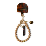 HASHIBAMI【Ha-2511-121 ウッド＋猫天然石 ハンドストラップ】ブラウン