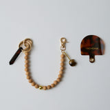 HASHIBAMI【Ha-2511-121 ウッド＋猫天然石 ハンドストラップ】ブラウン