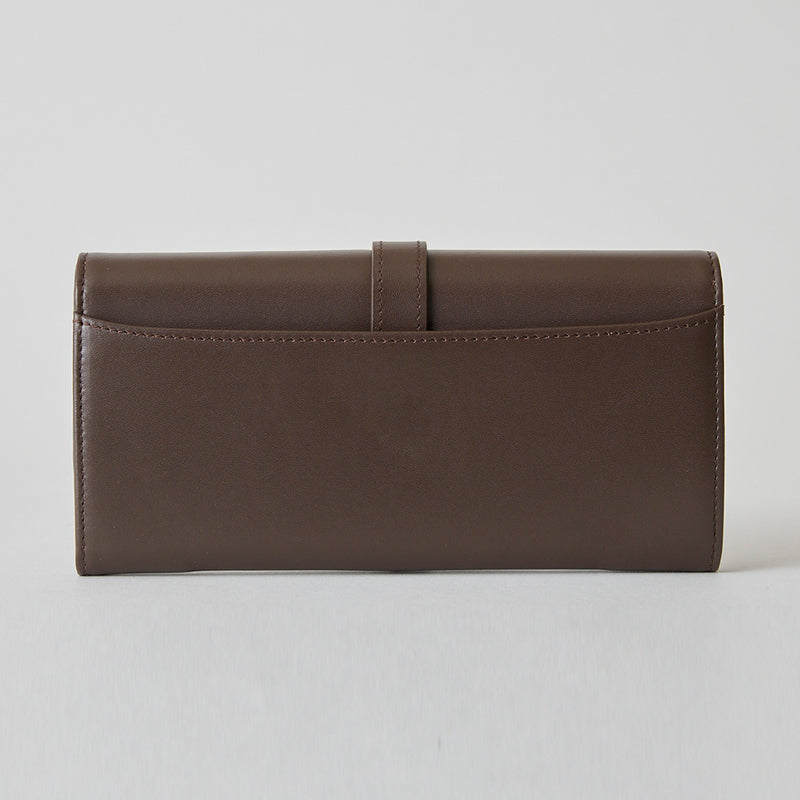 《予約商品》HASHIBAMI【Ha-2509-605 フラワーバックル ロングウォレット】ダークブラウン