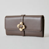 《予約商品》HASHIBAMI【Ha-2509-605 フラワーバックル ロングウォレット】ダークブラウン