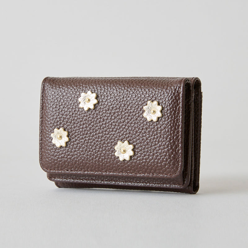 《予約商品》HASHIBAMI 【Ha-2509-606 スモールフラワー ミニウォレット】ダークブラウン