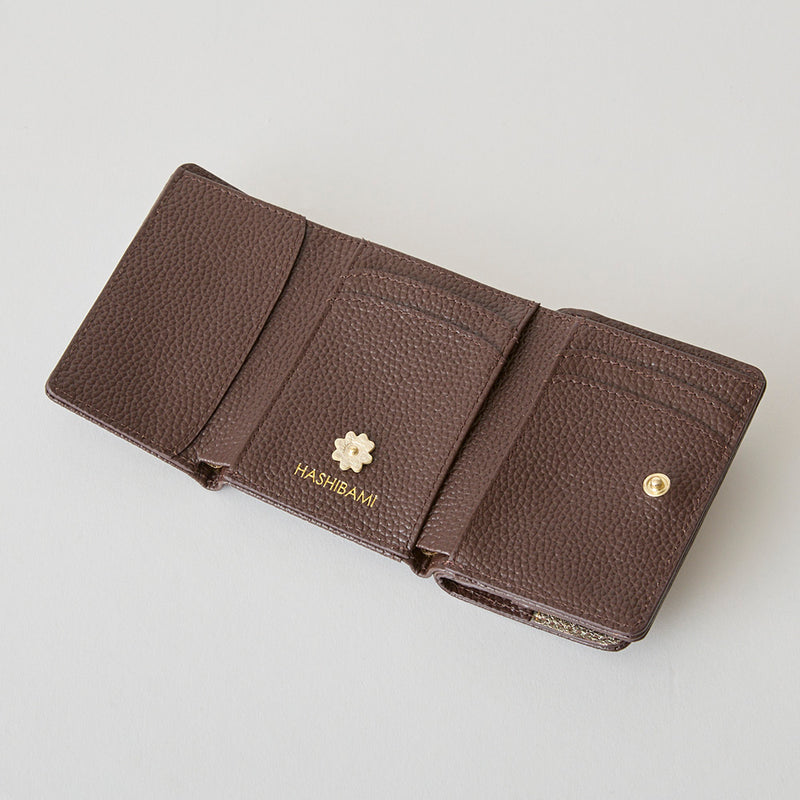 《予約商品》HASHIBAMI 【Ha-2509-606 スモールフラワー ミニウォレット】ダークブラウン