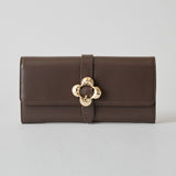 《予約商品》HASHIBAMI【Ha-2509-605 フラワーバックル ロングウォレット】ダークブラウン