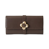 《予約商品》HASHIBAMI【Ha-2509-605 フラワーバックル ロングウォレット】ダークブラウン