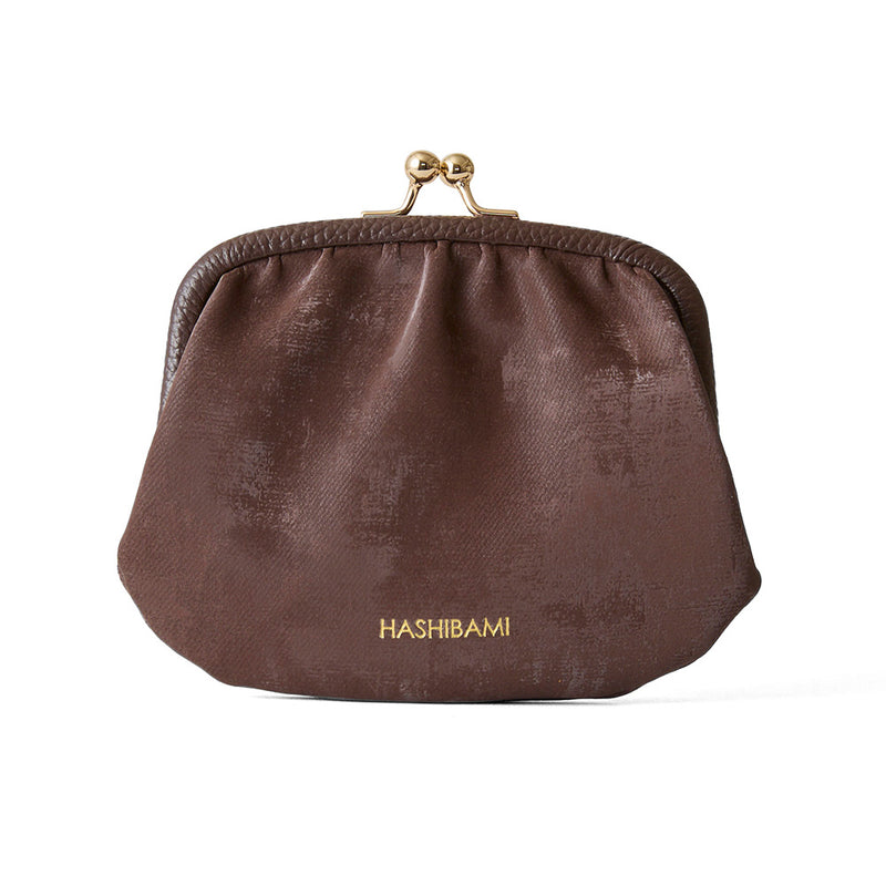 HASHIBAMI 【Ha-2509-608 親子口金 くるみウォレット】ダークブラウン