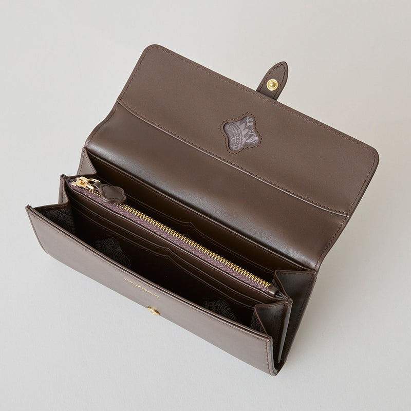 《予約商品》HASHIBAMI【Ha-2509-605 フラワーバックル ロングウォレット】ダークブラウン