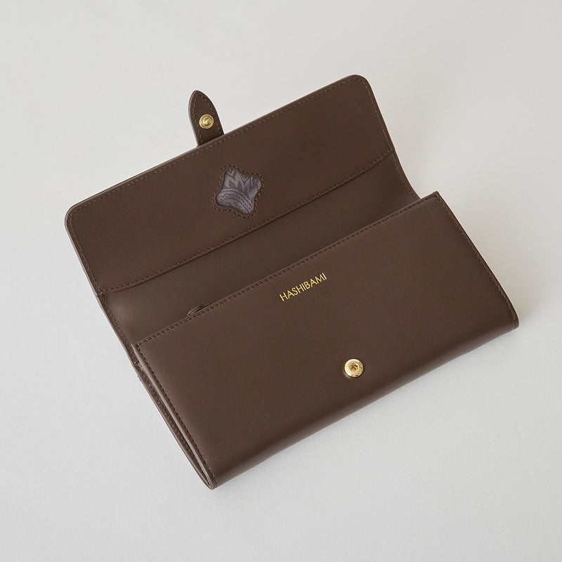 《予約商品》HASHIBAMI【Ha-2509-605 フラワーバックル ロングウォレット】ダークブラウン