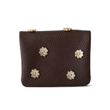 HASHIBAMI 【Ha-2511-105 スモールフラワー カード&コインケース】ダークブラウン