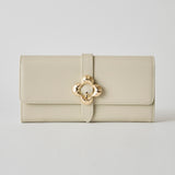 《予約商品》HASHIBAMI【Ha-2509-605 フラワーバックル ロングウォレット】エクリュ