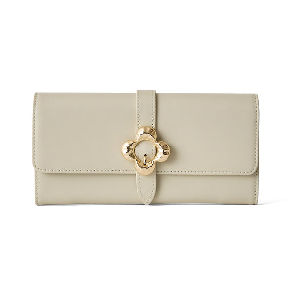 《予約商品》HASHIBAMI【Ha-2509-605 フラワーバックル ロングウォレット】エクリュ