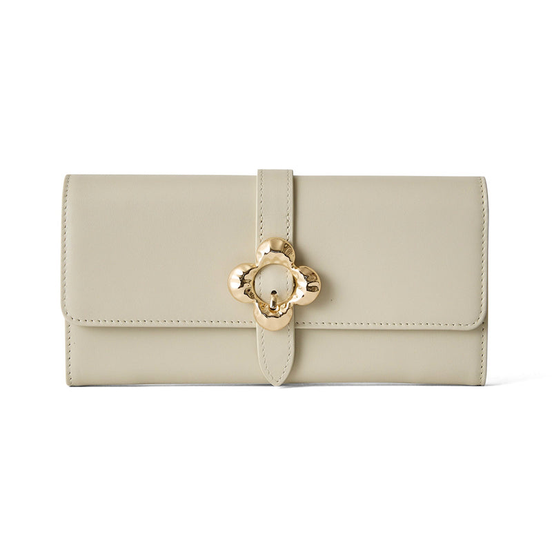 《予約商品》HASHIBAMI【Ha-2509-605 フラワーバックル ロングウォレット】エクリュ