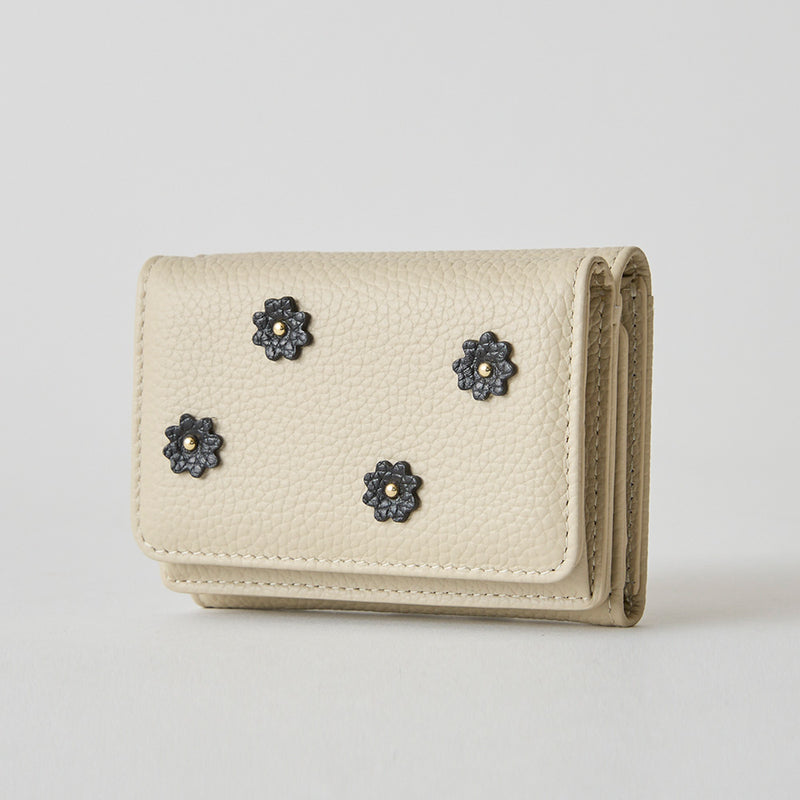 《予約商品》HASHIBAMI 【Ha-2509-606 スモールフラワー ミニウォレット】エクリュ