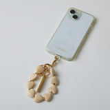 HASHIBAMI【Ha-2511-112 ハート型ウッド＋天然石 ハンドストラップ】ゴールド