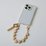 HASHIBAMI【Ha-2511-112 ハート型ウッド＋天然石 ハンドストラップ】ゴールド