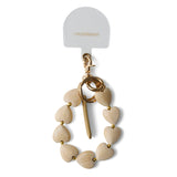 HASHIBAMI【Ha-2511-112 ハート型ウッド＋天然石 ハンドストラップ】ゴールド