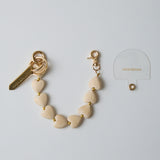 HASHIBAMI【Ha-2511-112 ハート型ウッド＋天然石 ハンドストラップ】ゴールド