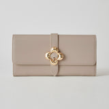 《予約商品》HASHIBAMI【Ha-2509-605 フラワーバックル ロングウォレット】グレーベージュ